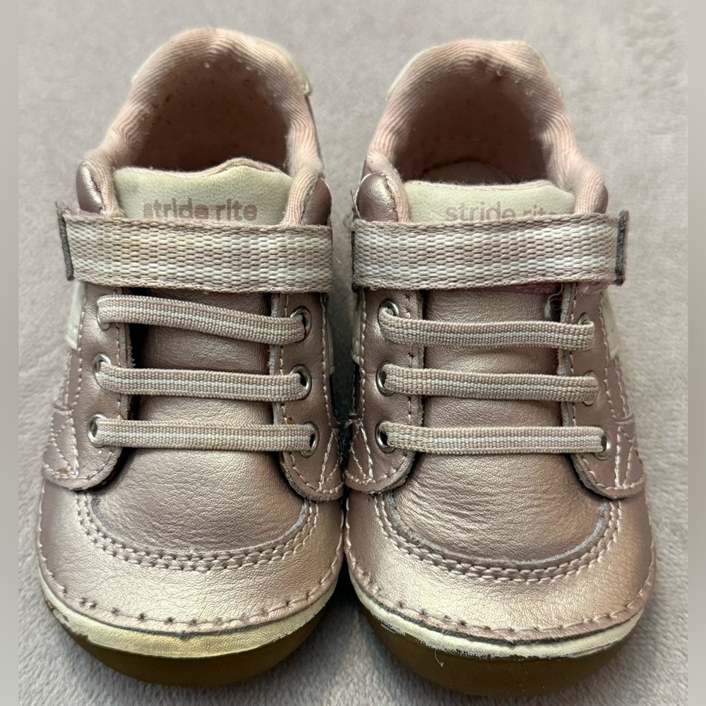 Stride Rite Toddler Shoes – Size 4.5 Wide (W) Metallic Pink Easy On/Off